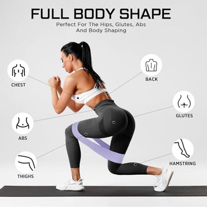 12 Pcs Fabric Resistance Bands for Working Out Non-Slip Booty Exercise Loop Bands for Women Men Glutes Hip Thigh Butt Yoga Pilates Fitness Gym, Light Medium Heavy - color: Lilac, style: Light Resistance