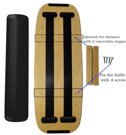 Balance Board Surf Trainer with Adjustable Stoppers - 2 Different Distance Options Balance Board for Surfing, Snowboarding, Skiing, Skateboarding, 300lbs Capacity - color: Panda