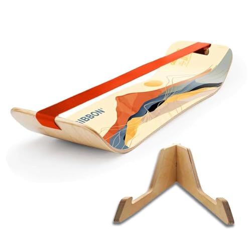 GIBBON SlackBoard, Balance Board Kids & Adults, Slackline Balance Trainer | 1 & 2 Line Options, Slack Board, Core Workout Equipment, Home Gym Training, Standing Desk Exercise, Yoga, Agility, Pilates - color: Sunrise with Stand