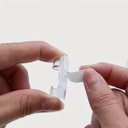 Adhesive Cable Holders 100 Pack Clear Plastic Clips with Peel and Stick Backing for Organizing Power Cords on Walls and Under Desks, 100pcs