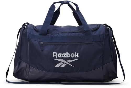 Reebok Lightweight Unisex Carry On Gym Duffle Bag for Men & Women, Sports - color: Cade - Navy Silver