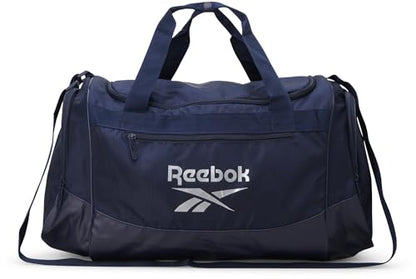 Reebok Lightweight Unisex Carry On Gym Duffle Bag for Men & Women, Sports - color: Cade - Navy Silver