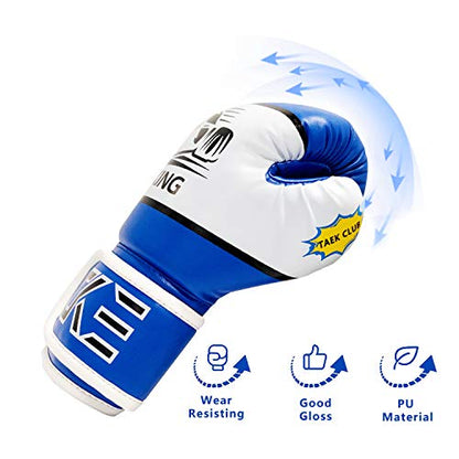 CKE Boxing Gloves for Kids Ages 5-12, Beginner Punch Bag Training Gloves - color: BLUE