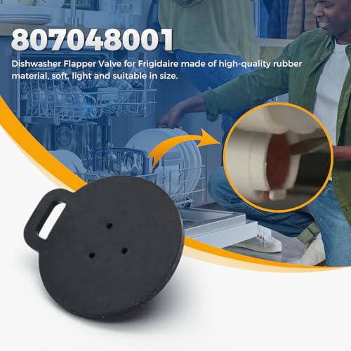 807048001 Drain Flapper for Dishwasher Check Valve, Dishwasher Valve Flapper Fits for Frigidaire, Replaces AP5736486, PS8689794, Black