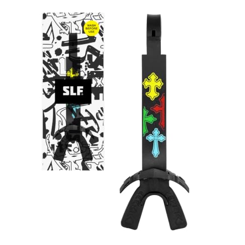 SLEEFS X Crosses Chroma Football Mouth Guard with Helmet Strap - Lip/Teeth Protector Mouthpiece - Moldable - for Youth/Adults, Men & Women Mouth Guard, Maximum Air Flow, Lacrosse, All Sports - color: Crosses Chroma