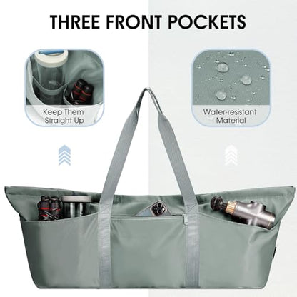 sportsnew Large Yoga Mat Bag Trolley Sleeve Gym Carrier Shoe Bag Wet Pocket - color: Greenish Grey
