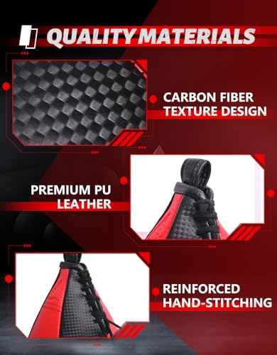 Speed Bag,Speed Bag for Boxing,PU Leather Reflex Training Pear Shaped Punching Bag,Fast Reaction Skills Development Perfect for Kids Teens Adults Boxing Coaches - color: Black & Red (10" x 7")