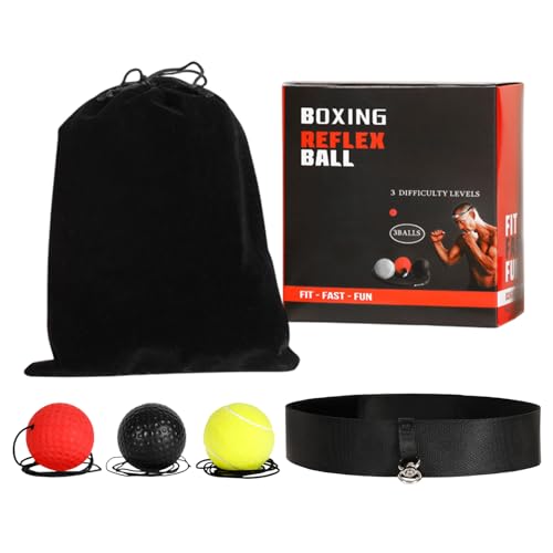 Boxing Reflex Ball, Boxing Ball Headband, Adjustable Head-Mounted Strength Training Boxing Balls Set, Reaction Ball for Adults Kids Gift Courtyard Gym Home Beginners Advancers
