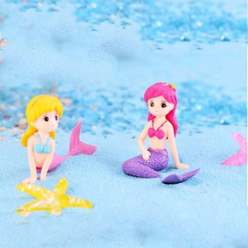 Mermaid Aquarium Ornament for Fish Tanks and Terrariums, Pink Plastic Mermaid Figurine for Fairy Gardens, DIY Landscapes and Party Decor (Miniature Size)