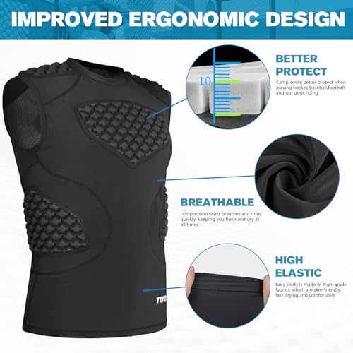 Men's Football Rib Protector Vest Heart Sternum Chest Shoulder Guard Padded Shirt for Aldult Rugby Softball - size: X-Large