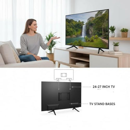 Universal TV Stand Legs for 24-27Inch TVs | 2 Pack Replacement TV Feet with Screws | Easy Install Plastic Mounting Brackets, Black Tabletop Base Stand(Check Holes Fit)