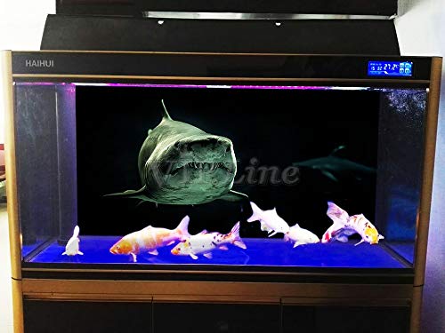 Shark Aquarium Background Poster PVC Fish Tank Decorations Landscape 24 36 48 72 (48" x 16"/ 122 x 41cm)