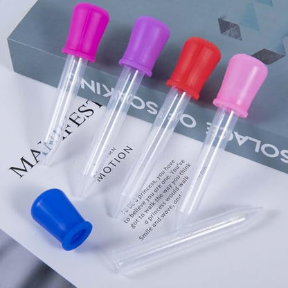 10 Pack 5ML Liquid Dropper Pipettes with Silicone Bulb Tip Clear Medicine Eye Droppers with Brush Essential Oil Transfer for Kids Kitchen Crafts Science Experiments Makeup Tool Gummy Bear