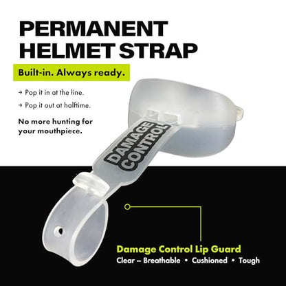 DAMAGE CONTROL Pacifier Football Mouth Guard – Permanent Strap – Clear - color: Clear