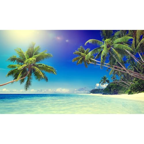 Tropical Paradise Beach Fish Tank Background Ocean Island Seashore Aquarium Background Sandbeach Seascape Terrarium Backgrounds Blue Sky Seacoast Ocean Sea Waves Reptile Tank Backgrounds 24x12in - color: Light Aqua, size: 24(W)x12(H)inches/ 60(W)*30cm(H)
