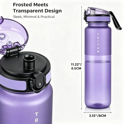 32oz Clear Tritan Water Bottle with Chug Lid - color: Purple