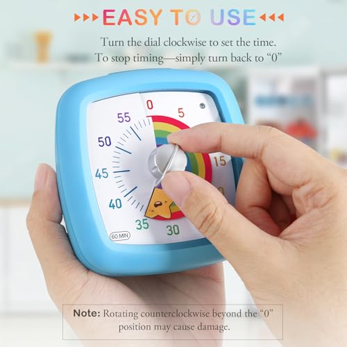 Secura 60-Minute Visual Timer, Silent Study Timer for Kids and Adults - color: Blue & Star