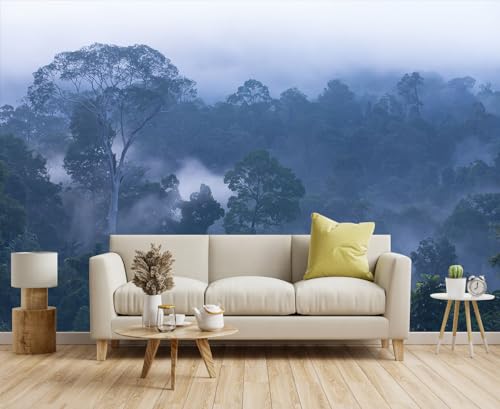 Misty Forest Morning Landscape View, Forest Wallpaper Mural for Living Room, Bedroom, Dining Room Background wall（Non-self-Adhesive） - color: MURAL-202, size: 127" x 77"