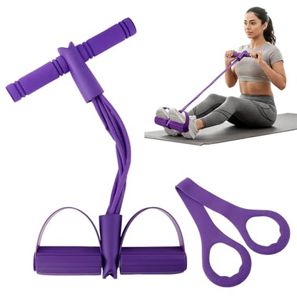 Fitness Resistance Bands- 6 Tube Pedal Ankle Puller with Handle & Tensile Rope for Exercise Sit Up Exercise Equipment Elastic Home Gym Equipment for Women Men - size: 6