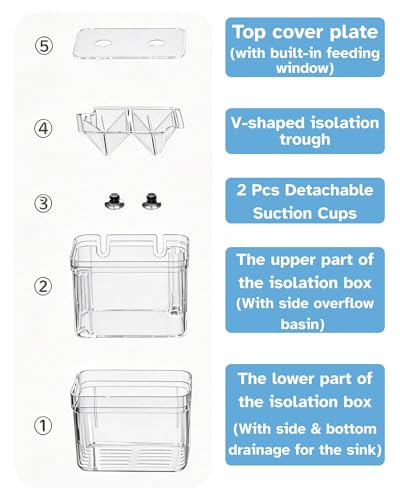 Aquarium Fish Breeding Box, Acrylic Double Layer Fishes Isolation Box/Baby Fishs Hatchery/Fry Breeder Box for Guppy,Tropical Fishes, Floating Fish Incubator Tank Divider with Suction Cups