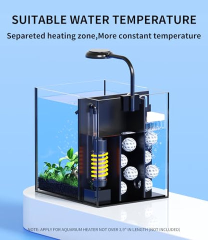 2 Gallon Fish Tank Aquarium Kit with Hidden Filtration, LED Light, Lid, Small Rimless Glass Betta Tank