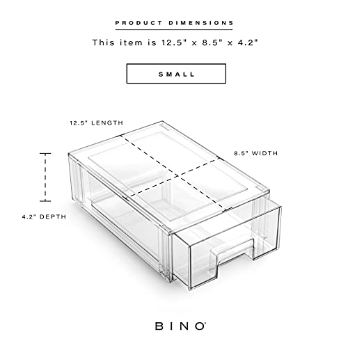 BINO | Stackable Storage Drawers, Small - Clear | THE CRATE COLLECTION | Storage Bins With Drawers | Bathroom Organizers | Under Sink Organizer | Vanity Cabinet Home Organization - size: Small