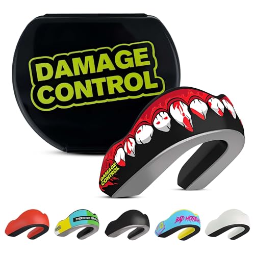 DAMAGE CONTROL Extreme Impact Sports Mouth Guard w/Case – Bleeding Fangs - color: Bleeding Fangs, size: Adult