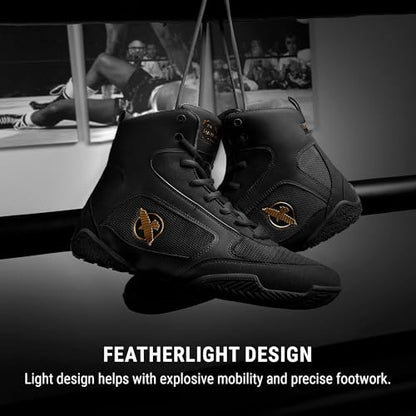 Hayabusa Pro Boxing Lightweight Shoes | Boxing Shoes for Men and Women, Wrestling Shoes, Boxing Boots, Cross Training Shoes, Boxing Shoes Women,Boxing Training Shoes - color: Black, size: 12 Women/10.5 Men