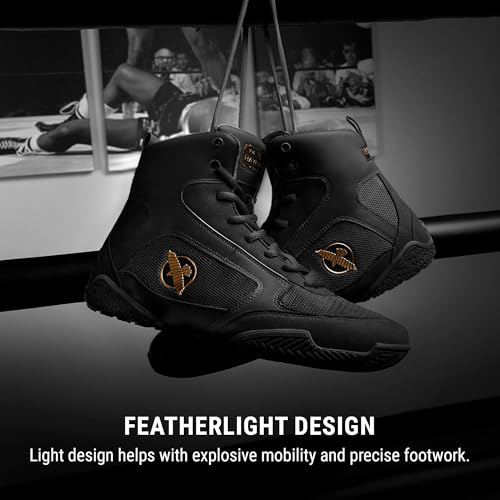 Hayabusa Pro Boxing Lightweight Shoes | Boxing Shoes for Men and Women, Wrestling Shoes, Boxing Boots, Cross Training Shoes, Boxing Shoes Women,Boxing Training Shoes - color: Black, size: 10 Women/8.5 Men