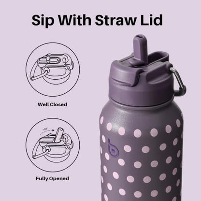 BOTTLE BOTTLE 32oz Insulated Water Bottle with Pill Box - color: Dancing Dots