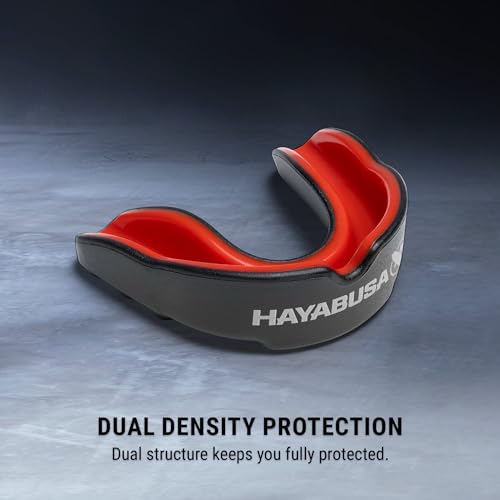 Hayabusa Combat Sports Mouth Guard Youth, Kids and Adult Sizes Comes with Case - Black/Red, Youth - color: Black/Red, size: Youth