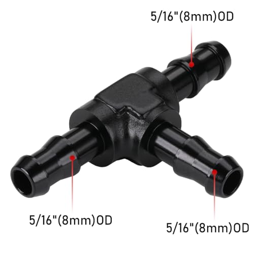 5/16" 8mm Hose Barb Tee T Fitting Adapter Aluminum Black - size: 8mm
