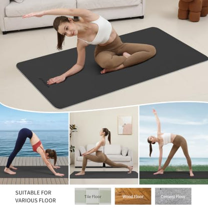 8mm Thick Yoga Mat Non Slip for Women Men - color: Black+Gray
