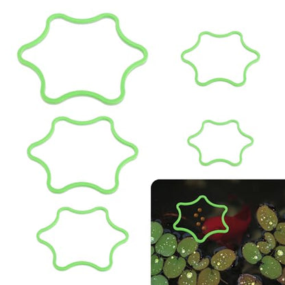 PEUTIER 5pcs Aquarium Floating Plant Rings, Foam Floating Plant Corral Flower Shaped Fish Feeding Rings Fish Tank Duckweed Food Ring for Intercepting Floating Plants (Green)