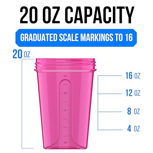 VELOMIX 2 Pack 20oz Protein Shaker Bottle for Protein Mixes, Black - color: A6) Black/Pink