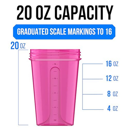 VELOMIX 2 Pack 20oz Protein Shaker Bottle for Protein Mixes, Black - color: A6) Black/Pink