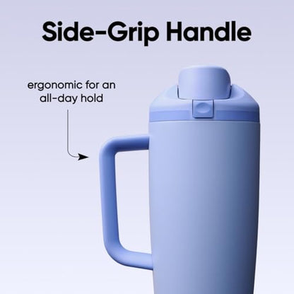 Owala FreeSip Tumbler Stainless Steel Water Bottle 40 oz Out of the Blue | Triple-Layer Insulation | Leak-Proof Lid with Push-Button | Double Threaded Lid for Left and Right-Handed Drinking - color: Out of the Blue, size: 40 Ounces