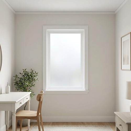 White Frosted Privacy Window Film, Static Cling, Heat Control, Anti UV, 35'' x 78.7''