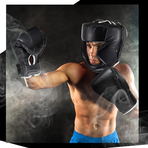 Kanayu 14 Pcs Boxing Gloves and Headgear Set, Beginner - color: Black