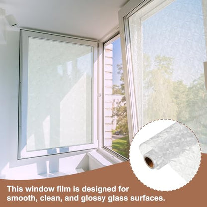 uxcell Window Privacy Film, 39.4 x 11.8 Inch Frosted Glass Window Film, Static Cling Non-Adhesive Reusable Door Coverings 3D Diamond Pattern for Bathroom Home Living Room, Clear - size: 39.4 x 11.8 Inch