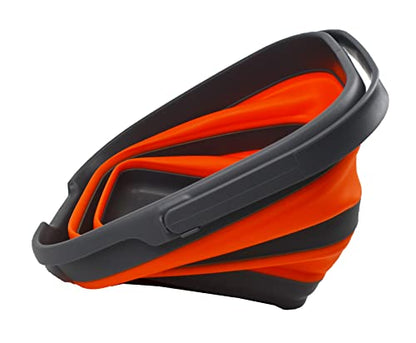 SAMMART Set of 2-10L (2.6 Gallon) Collapsible Plastic Rectangular Bucket - Portable Fishing Bucket - Foldable Tub with Handle - Pop up Saving (Grey/Orange (Set of 2)) - color: Grey/Orange (Set of 2)