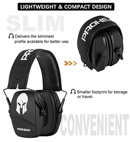 PROHEAR 016 NRR 26dB Shooting Ear Protection, Slim Passive Earmuffs - color: S Black