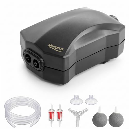 Aquarium Air Pump Single Outlet/Dual Outlet Adjustable Aerator with Accessories for 10-100 Gallon Fish Tank - style: M-300 5W (30-60gal)