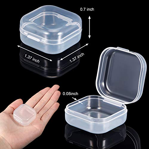 24 Packs Small Clear Plastic Beads Storage Containers Box with Hinged Lid for Storage of Small Items, Crafts, Jewelry, Hardware(1.37 x 1.37 x 0.7 Inches) - size: 1.37 x 1.37 x 0.7 Inches