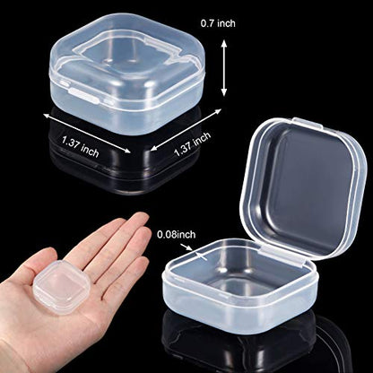 24 Packs Small Clear Plastic Beads Storage Containers Box with Hinged Lid for Storage of Small Items, Crafts, Jewelry, Hardware(1.37 x 1.37 x 0.7 Inches) - size: 1.37 x 1.37 x 0.7 Inches