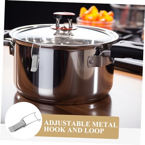 PRETYZOOM 10pcs Rustless Lightweight Pot Lid Hook Buckle Clip Versatile for Kitchen Camping Hiking Random Color