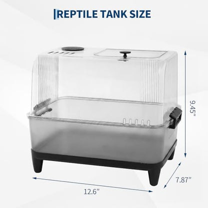 Garvee Reptile Tank Starter Kit, Reptile Terrarium Kit, Acrylic Small Reptile Habitat with Lid, Heating Pad, Hygrometer, Bowl,Hide, Sand for Reptiles,Tarantula,Lizards,Frogs,Geckos,or Hermit Crabs