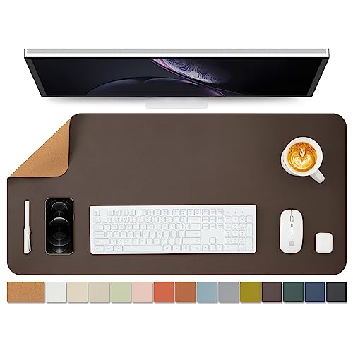 Cork Desk Mat - Dual-Sided Desk Pad for Office and Home - Desk Organization and Accessories - Ideal for Large Mouse Pad and Desk Mats on Top of Desks(Coffee,36"x 17") - color: Coffee, size: 36" x 17"