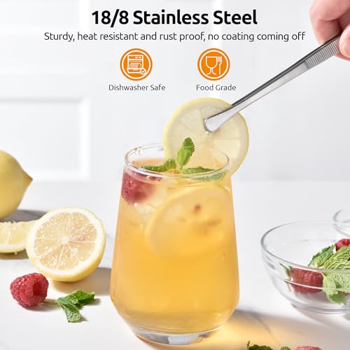 U-Taste 8in Kitchen Plating Tweezer: 18/8 Stainless Steel Food-Grade Metal Food Tong, Seamless-Welding, Sturdy and Flexible with Non-slip Tips for Serving, Decorating, Cooking, Baking (Round Tip) - size: 8in (round tip)