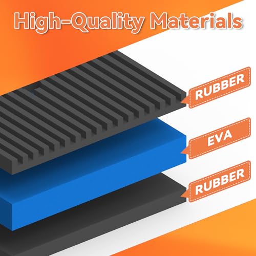 Rubber Anti-Vibration Pad, 3" x 3" x 7/8" Heavy Duty Ribbed Rubber with Blue EVA Center Isolation Pads for HVAC, Air Compressor, Treadmill, Washer and Dryer, Air Conditioner Units, Pack of 4